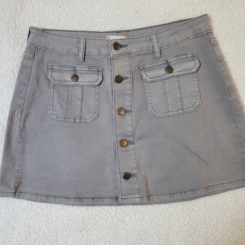 Altar'd State Grunge Gray Button Down Mini Skirt size M